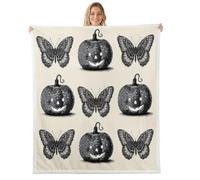 Manfei Couverture en polaire douce et respirante pour Halloween, motif citrouille, lanterne, gothique, papillon, papillon, patchwork, pour lit, canapé, chambre d'enfant, garçons et filles (101,6 x 127