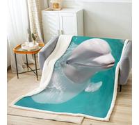 Manfei Couverture en polaire Sherpa avec baleine de mer, couverture de lit pour enfants, couverture en peluche douce et respirante pour canapé, plage, littoral, (228,6 x 228,6 cm)