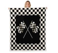 Manfei Couverture pelucheuse à motif drapeau de course, noir et blanc, motif damier géométrique pour canapé, sports extrêmes, jeux pour enfants, filles, couverture polaire douce et respirante (152,4 x