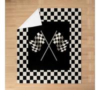 Manfei Couverture pelucheuse à motif drapeau de course, noir et blanc, motif damier géométrique pour canapé, sports extrêmes, jeux pour enfants, filles, couverture polaire douce et respirante (76,2 x