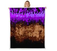 Manfei Couverture polaire à motif de mineur à grille géométrique pour lit, canapé, décoration de chambre d'enfants, garçons et filles, douce et respirante (127 x 152,4 cm)