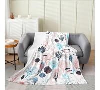 Manfei Couverture polaire en flanelle, motif poisson corail, océan tropical, pour enfants, filles, garçons, adultes, animaux du monde sous-marin, plantes - couverture pelucheuse pour décoration de