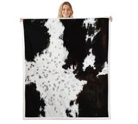 Manfei Couverture polaire en fourrure de vache abstraite pour canapé, canapé, couverture de lit à imprimé peau d'animal pour décoration de chambre d'enfants, garçons et filles, couverture polaire