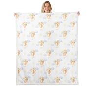 Manfei Couverture polaire motif soleil et nuage, montgolfière jaune, pour enfants, filles, garçons et adultes, couverture pelucheuse romantique en sherpa pour décoration de chaise, de canapé-lit, 76,2