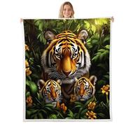 Manfei Couverture polaire pour lit simple - 152,4 x 203,2 cm - Motif 3D - Animaux sauvages - Pour chambre à coucher, canapé