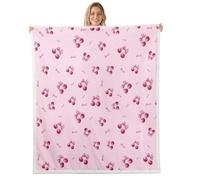 Manfei Couverture pour enfants, nœud papillon en forme de cerise, coquette esthétique princesse Preppy pour filles et garçons, couverture pelucheuse rose, grand lit (228,6 x 228,6 cm)