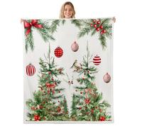 Manfei Couverture rustique en polaire pour décoration de salon, motif sapin de Noël vintage, pour décoration de salon, canapé, lit, canapé, lit, enfant, adulte, adolescent, 101,6 x 127 cm