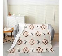 Manfei Couverture tribale occidentale, couverture ethnique rustique en flanelle pour décoration de chambre, ensemble de literie douce de style bohème aztèque, toutes saisons, super douce, grand lit