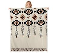 Manfei Couverture tribale occidentale grise, couverture en flanelle exotique ethnique bohème pour décoration de chambre, couverture polaire de style bohème aztèque, toutes saisons, grand lit, 228,6 x