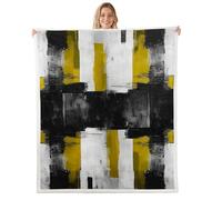 Manfei Couvertures abstraites, couverture polaire vintage noire et dorée pour enfants, filles, garçons, adultes, graffitis, peintures à l'huile, art sherpa, décoration de chaise, de canapé, de lit