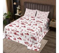 Manfei Couvre-lit de Noël pour enfants pour lit simple, motif élan, cerf, Père Noël, flocon de neige, décoration de chambre de filles et garçons, couvre-lit matelassé pour l'hiver, motif camion et pin