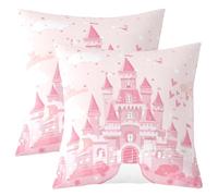 Manfei Dreamy Castle Lot de 2 housses de coussin imprimées des deux côtés - Motif note de musique d'amour - Pour canapé, chaise, thème conte de fées - 50,8 x 50,8 cm - Rose
