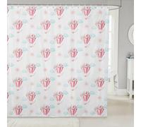 Manfei Ensemble de rideau de douche montgolfière avec 12 crochets, rideau de salle de bain motif soleil, nuage, fleurs, tissus imperméables romantiques pour enfants, adolescents et adultes, bleu et