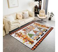 Manfei Gnomes d'automne - Tapis d'intérieur antidérapant et absorbant sur le thème de l'automne - Motif citrouille, tournesol, feuille d'érable - 1,4 x 1,9 m (rectangulaire)