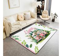 Manfei Happy Camping - Joli tapis de sol d'intérieur pour camping-car, caravane - Tapis d'entrée pour enfants de garçons et filles - Tapis antidérapant et absorbant sur le thème de l'aventure - 1,4 x