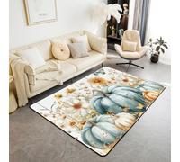 Manfei Hello Fall Tapis de sol d'intérieur antidérapant et absorbant sur le thème de l'automne, motif citrouille, fleur, papillon pour décoration de chambre d'enfant, 1,8 x 1,2 m (rectangulaire)