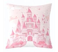 Manfei Housse de coussin château de rêve pour adultes et adolescents, motif note de musique, 61 x 61 cm, thème conte de fées pour canapé, sofa, rose, 61 x 61 cm