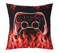 Manfei Housse de coussin motif manette de jeu pour filles, garçons, adolescents, motif manette de jeu vidéo, rouge froid, noir, pour décoration de salon, canapé, lit, 50,8 cm de long x 50,8 cm de