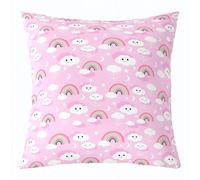 Manfei Housse de coussin motif nuage arc-en-ciel mignon (1 pièce, ciel étoilé, lune, pour enfants, garçons, adolescents, motif dessin animé, arc-en-ciel, rose, violet, décoration de salon, canapé, lit