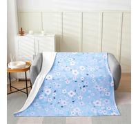 Manfei Jeté de lit en flanelle pour enfants, adolescents et adultes, motif fleurs de cerisier, 76,2 x 101,6 cm, style rustique pour pendaison de crémaillère, bureau