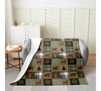 Manfei Jeté de lit en flanelle pour enfants, adolescents et adultes, motif quadrillage rétro patchwrok, 127 x 152,4 cm, pour pendaison de crémaillère