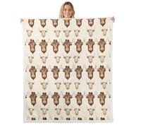 Manfei Jeté de lit en polaire de style rustique pour enfants, adolescents et adultes - Motif vache des Highlands - 127 x 152 cm
