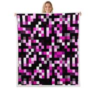 Manfei Jeté de lit Miners Gaming pour enfants, filles, garçons et adultes - Couverture polaire à carreaux géométriques modernes et cool - Décoration de fauteuil, canapé, lit - 101,6 x 127 cm