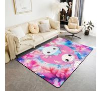 Manfei Joli tapis axolotl - Tapis d'intérieur motif dessin animé - Tapis de sol d'intérieur pour garçons et filles - Tapis d'entrée antidérapant et absorbant teint par nœuds - Rose rouge et bleu - 1,2