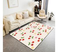 Manfei Joli tapis de sol d'intérieur à motif de marguerites de dessin animé pour décoration de chambre d'enfants, garçons et filles, tapis absorbant antidérapant, motif fruits kawaii, champagne, 1,4 x