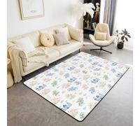 Manfei Joli tapis de sol d'intérieur avec motif dinosaure dessin animé, dragon bleu, château bleu, tapis d'entrée pour enfants, garçons et filles, tapis absorbants antidérapants et absorbants, 1,4 x