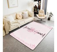 Manfei Joli tapis d'intérieur avec nœud papillon, lettre I, motif léopard rose, tapis d'entrée pour décoration de chambre de garçons et de filles, tapis antidérapant et absorbant, 1,4 x 1,1 m