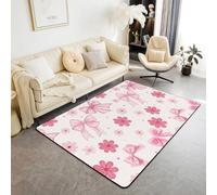 Manfei Joli tapis princesse kawaii avec nœud floral et nœud - Tapis d'entrée pour décoration de chambre d'enfants de garçons et filles - Tapis absorbant antidérapant - 1,2 x 1,9 m (rectangulaire)