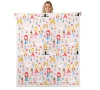 Manfei Jolie couverture princesse arc-en-ciel château rêveur Kawai Girly rose confortable pour lit, canapé, décoration de chambre d'enfant, garçons et filles, douce et respirante (127 x 152,4 cm)