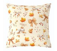 Manfei Lot de 1 housse de coussin avec nœuds et feuilles d'érable en patchwork double face pour décoration de chambre d'enfants et de garçons et filles, housse de coussin sur le thème de l'automne