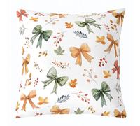 Manfei Lot de 1 housse de coussin avec nœuds mignons et feuilles d'érable d'automne en patchwork double face pour décoration de chambre d'enfants de garçons et filles, housse de coussin sur le thème