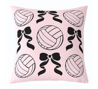 Manfei Lot de 1 housse de coussin de volleyball de 50,8 x 50,8 cm pour filles - Style princesse chic avec nœud papillon - Pour enfants - Rose