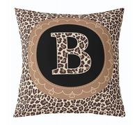 Manfei Lot de 1 housse de coussin décorative avec lettre B marron - Imprimé léopard africain - Housse de coussin double face pour décoration de chambre d'enfant, de garçon et de fille, motif peau de