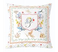 Manfei Lot de 1 housse de coussin décorative avec lettre Z - Housse de coussin rustique avec motif de feuilles de fleurs printanières pour filles, garçons, femmes, motif grille de l'alphabet