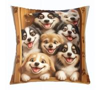 Manfei Lot de 1 housse de coussin double face pour décoration de chambre d'enfants et de garçons et filles - Motif chiens mignons - 61 x 61 cm