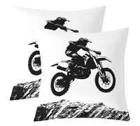 Manfei Lot de 2 housses de coussin carrées douces des deux côtés pour motocross, moto tout-terrain, voiture de course et sports extrêmes, 40,6 x 40,6 cm