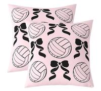 Manfei Lot de 2 housses de coussin de volleyball de 45,7 x 45,7 cm pour filles et amateurs de jeux de ballons, taies d'oreiller chic avec nœud papillon style princesse, pour enfants, motif fille