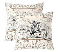 Manfei Lot de 2 housses de coussin décoratives double face motif cowboy occidental aztèque cheval de campagne pour enfants, garçons et filles, décoration de chambre d'enfant, housse de coussin pour
