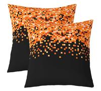 Manfei Lot de 2 housses de coussin décoratives modernes sur le thème des mineurs - Motif jeux vidéo - Bloque de pixels orange - Pour enfants, filles, garçons, décoration moderne pour salon, canapé