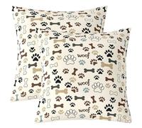Manfei Lot de 2 housses de coussin double face avec imprimé pattes de chien mignonnes pour décoration de chambre d'enfant, garçons et filles, animaux adorables, pour lit, canapé, sofa, 61 x 61 cm