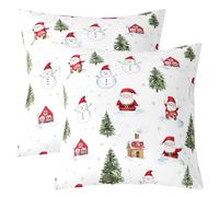Manfei Lot de 2 housses de coussin double face avec joli bonhomme de neige pour enfants, Père Noël, pin, flocon de neige, décoration d'intérieur, rouge, 55,9 x 55,9 cm