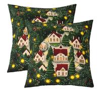 Manfei Lot de 2 housses de coussin double face pour décoration de chambre d'enfant, motif sapin de Noël, motif arbre de conte de fées, décoration de chambre d'enfant et Nouvel An, pour lit, canapé