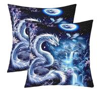 Manfei Lot de 2 housses de coussin double face sur le thème des animaux mythologiques pour enfants, garçons et filles - Rose et bleu marine - 61 x 61 cm