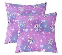 Manfei Lot de 2 housses de coussin licorne avec étoiles brillantes pour filles, garçons, adolescents, rose, violet, décoration de salon, canapé, lit, 55,9 cm de long x 55,9 cm de large