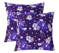 Manfei Lot de 2 housses de coussin motif licorne mignonne pour enfants, filles, adolescents, ciel étoilé lumineux, galaxie rêveuse, salon, canapé, lit, 45,7 x 45,7 cm (L x l)