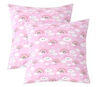 Manfei Lot de 2 housses de coussin motif nuage arc-en-ciel mignon pour enfants, garçons, adolescents, motif ciel étoilé et lune pour décoration de salon, canapé, lit, rose, violet, 50,8 cm de long x